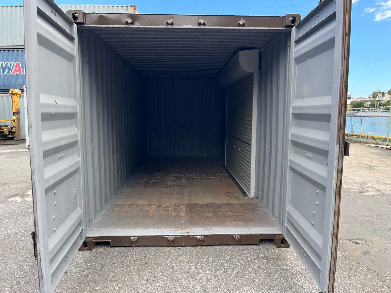 【横浜】中古20FTドライスチールコンテナ　外装塗装・右パネル3mシャッター付き(U2477068)