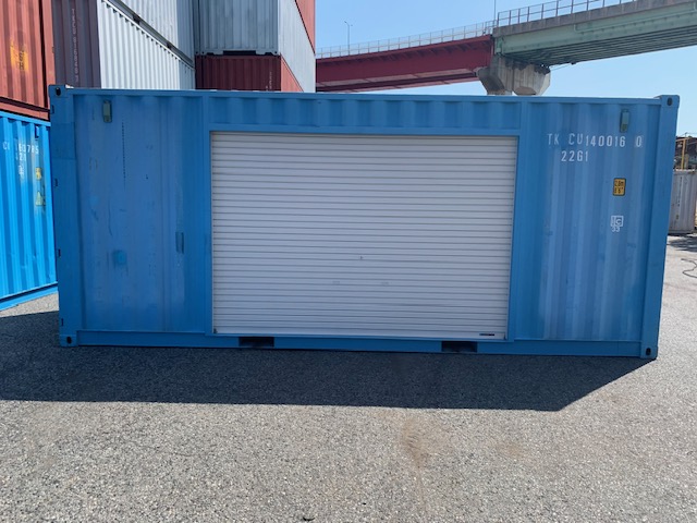 【神戸】中古20ft ドライスチールコンテナ 右パネル3mシャッター付き TKCU1400160
