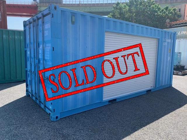 【神戸】中古20ft ドライスチールコンテナ 右パネル3mシャッター付き TKCU1400160