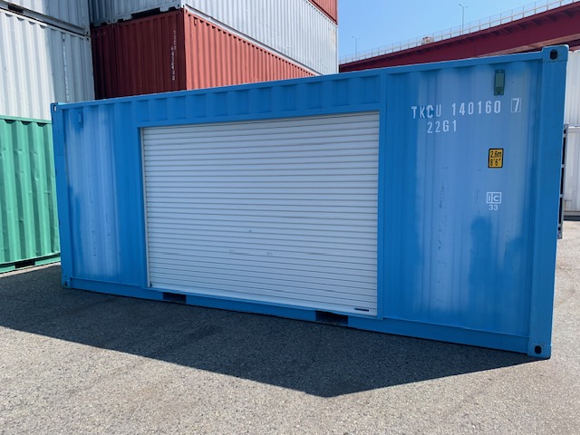 【神戸】中古20ft ドライスチールコンテナ 右パネル3mシャッター付き TKCU1401607