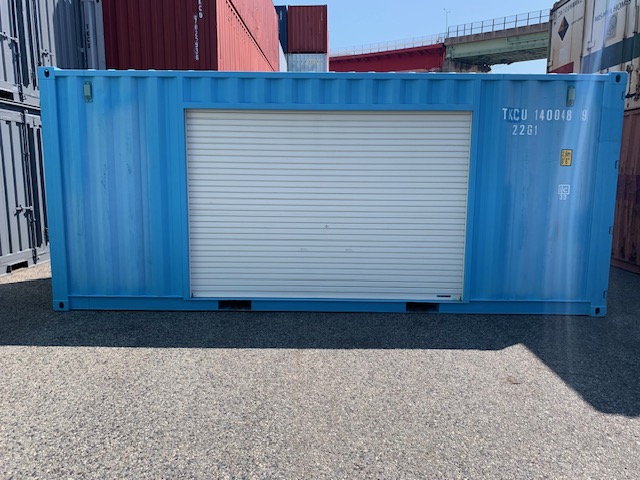 【神戸】中古20ft ドライスチールコンテナ 左パネル3mシャッター付き TKCU1400489