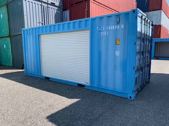 【神戸】中古20ft ドライスチールコンテナ 左パネル3mシャッター付き TKCU1400489
