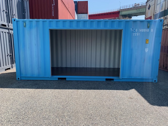 【神戸】中古20ft ドライスチールコンテナ 左パネル3mシャッター付き TKCU1400489