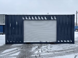 【北陸】中古20ft ドライスチールコンテナ　3mシャッター付き　紺色塗装