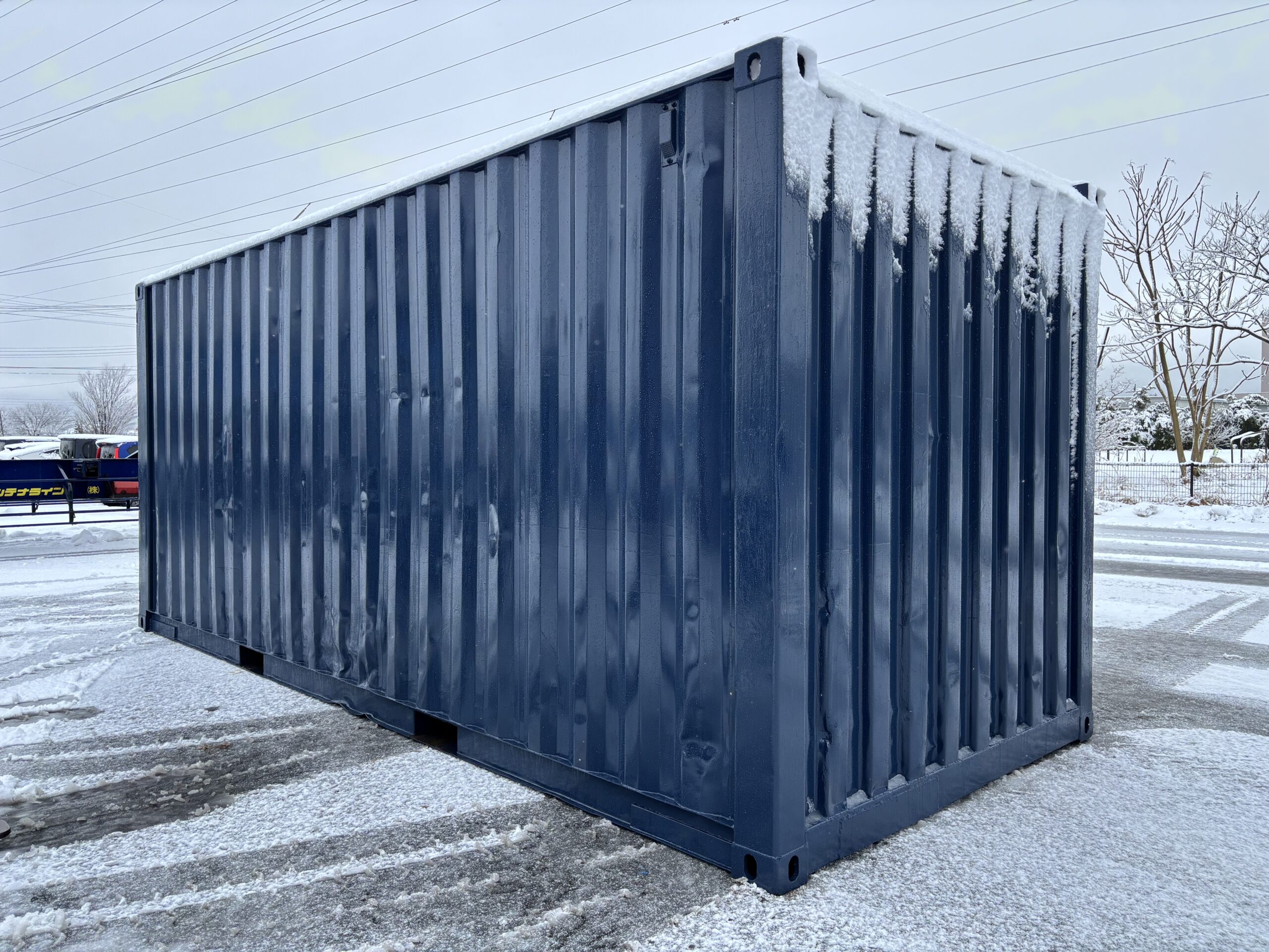 【北陸】中古20ft ドライスチールコンテナ　3mシャッター付き　紺色塗装