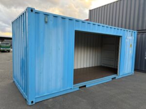 【福岡】中古20ftドライスチールコンテナ（左パネル3mシャッター）　TKCU1400489