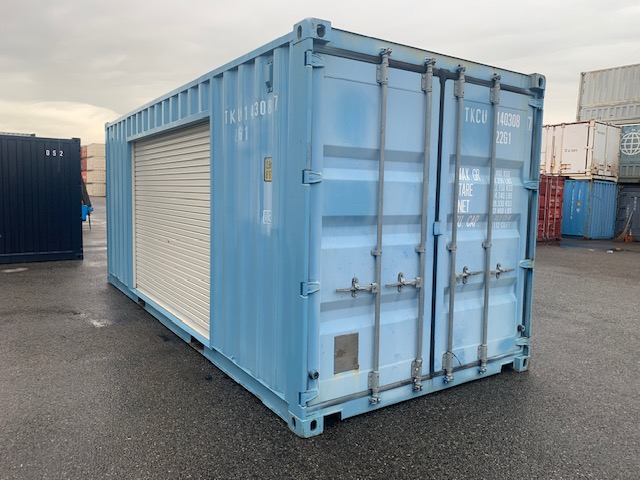 【神戸】中古20FT ドライスチールコンテナ 左パネル3mシャッター付き TKCU1403087