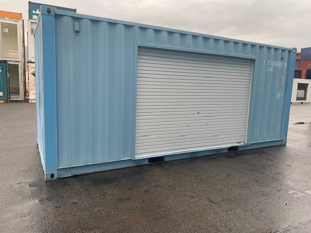 【神戸】中古20FT ドライスチールコンテナ 左パネル3mシャッター付き TKCU1402938