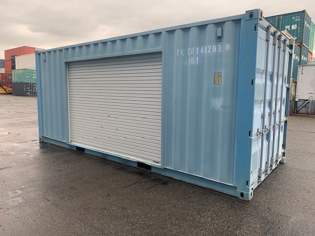 【神戸】中古20FT ドライスチールコンテナ 左パネル3mシャッター付き TKCU1402938