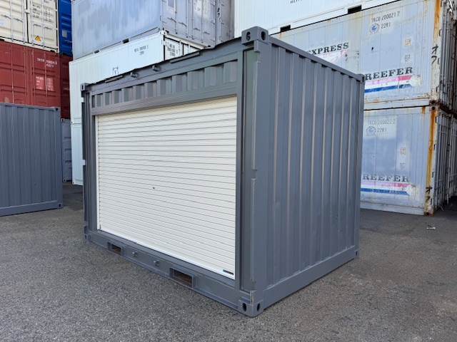 【神戸】中古12FT ドライスチールコンテナ シャッター付き、グレー塗装　3台在庫あり！