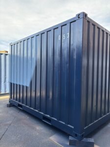 【沖縄】中古12FTドライスチールコンテナ　No.053　紺色塗装済み