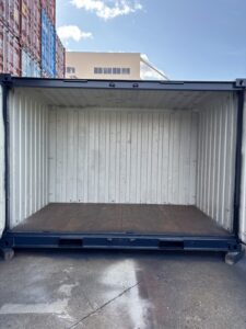 【沖縄】中古12FTドライスチールコンテナ　No.053　紺色塗装済み