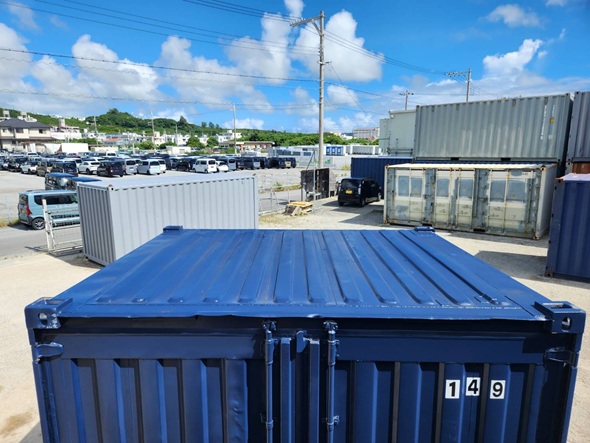 【沖縄】中古10FTドライスチールコンテナ　TKCU149　外装紺色塗装済み