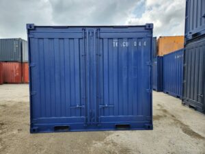 【沖縄】中古10FTドライスチールコンテナ　TKCU044　外装紺色塗装済み