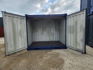 【沖縄】中古10FTドライスチールコンテナ　TKCU044　外装紺色塗装済み