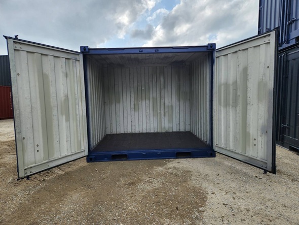 【沖縄】中古10FTドライスチールコンテナ　TKCU044　外装紺色塗装済み