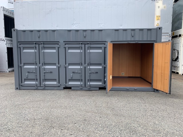 中古20ftレンタルボックス 3ドア仕様　グレー塗装済み NO.1203223