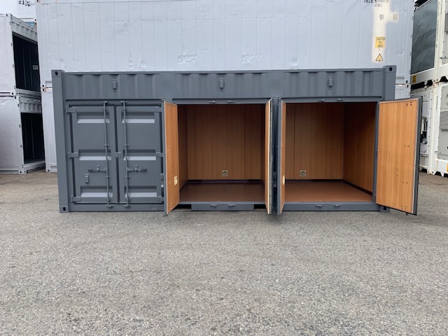 中古20ftレンタルボックス 3ドア仕様　グレー塗装済み NO.1203223