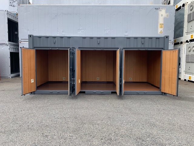 中古20ftレンタルボックス 3ドア仕様　グレー塗装済み NO.1203223