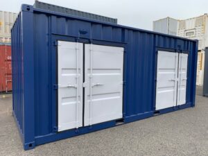 中古20ftレンタルボックス 2ドア仕様　青塗装済み NO.004211