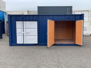 中古20ftレンタルボックス 2ドア仕様　青塗装済み NO.004211