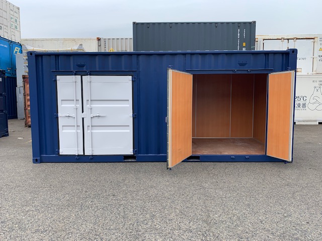 中古20ftレンタルボックス 2ドア仕様　青塗装済み NO.004211