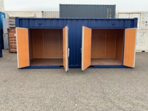 中古20ftレンタルボックス 2ドア仕様　青塗装済み NO.004211