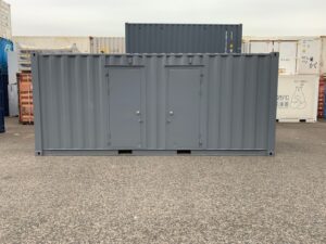 中古20ftレンタルボックス 2ドア仕様(バイク用）　グレー塗装済み NO.2012162