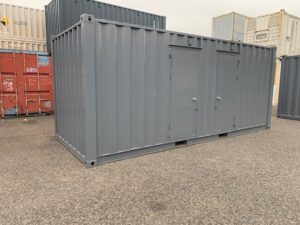 中古20ftレンタルボックス 2ドア仕様(バイク用）　グレー塗装済み NO.2012162