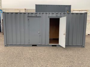 中古20ftレンタルボックス 2ドア仕様(バイク用）　グレー塗装済み NO.2012162