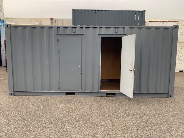 中古20ftレンタルボックス 2ドア仕様(バイク用）　グレー塗装済み NO.2012162