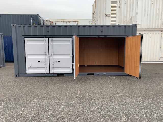中古20ftレンタルボックス 2ドア仕様　グレー塗装済み NO.2011932