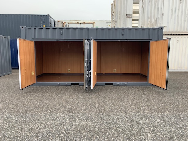 中古20ftレンタルボックス 2ドア仕様　グレー塗装済み NO.2011932