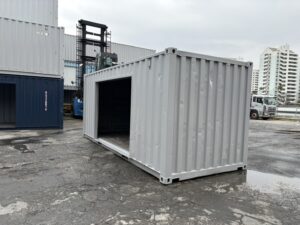 【北陸】中古20ft ドライスチールコンテナ　3mシャッター付き　グレー塗装