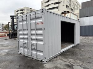 【北陸】中古20ft ドライスチールコンテナ　3mシャッター付き　グレー塗装