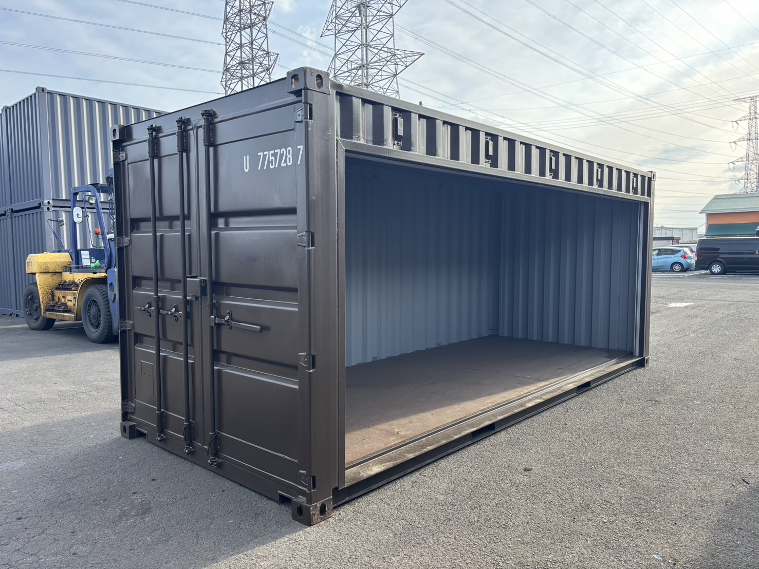 【東北】中古20ft　右パネルフルサイドシャッター付きコンテナ【U7757287】