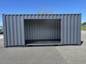 【北陸】新古20ft ドライスチールコンテナ　右中央3mシャッター付き