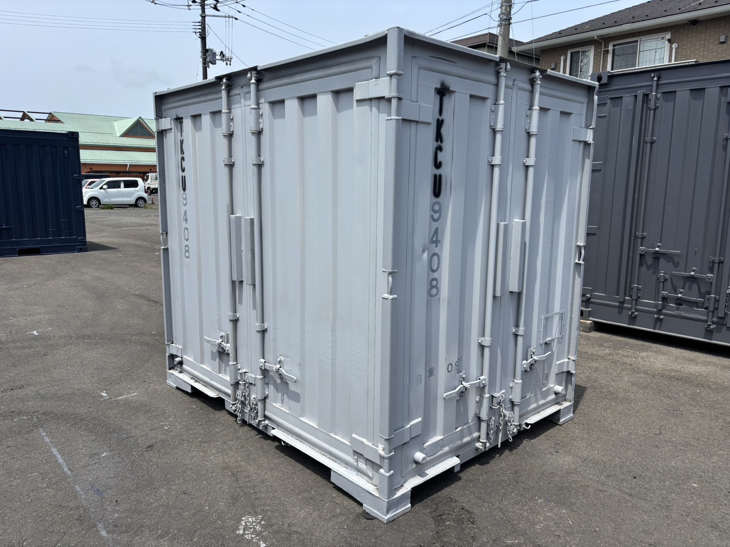 【東北】中古6ft　ドライスチールコンテナ　※L面扉仕様【TKCU9408】