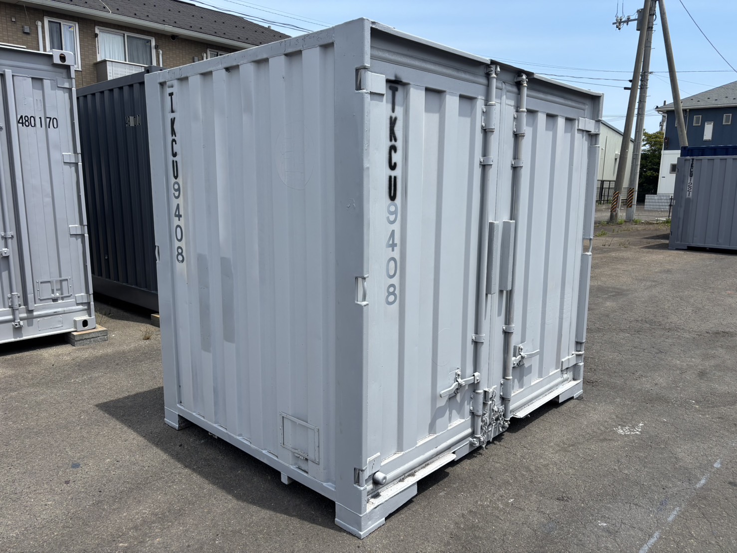 【東北】中古6ft　ドライスチールコンテナ　※L面扉仕様【TKCU9408】