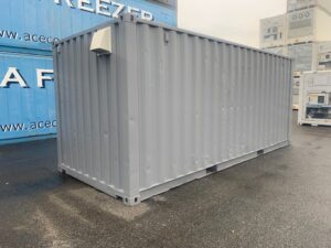 【神戸】中古20ftドライスチールコンテナ　グレー塗装、片開きドア、引き違い窓付き　TKCU3434091