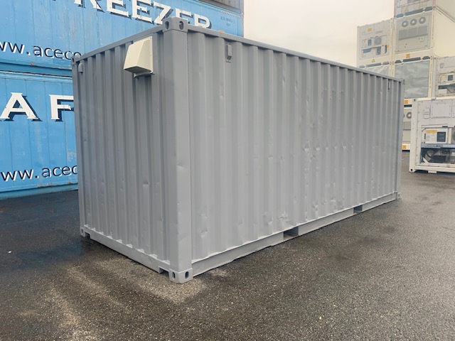 【神戸】中古20ftドライスチールコンテナ　グレー塗装、片開きドア、引き違い窓付き　TKCU3434091