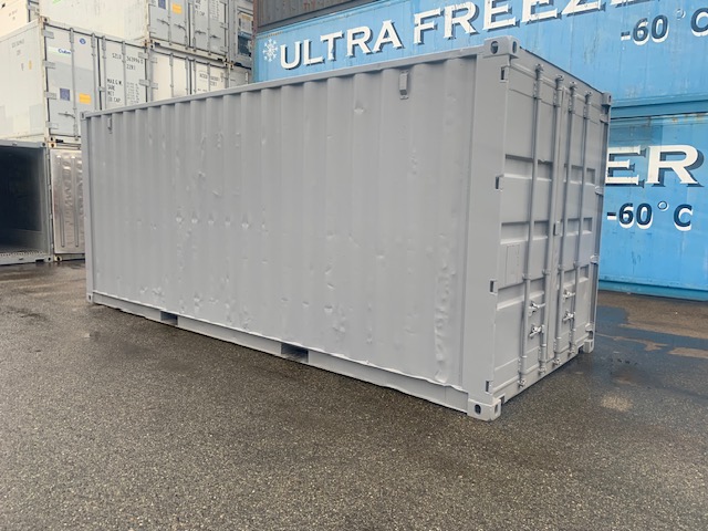 【神戸】中古20ftドライスチールコンテナ　グレー塗装、片開きドア、引き違い窓付き　TKCU3434091
